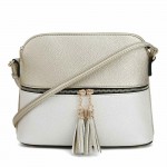AM3031P-CHAMPAGNE/SILVER DOME VEGAN LEATHER CROSSBODY BAG